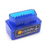 iSaddle Super Mini Bluetooth OBD2 OBDII Scan Tool Check Engine Light and CAN-BUS Auto Diagnostic Tool for Windows and Android Torque Blue Color Super Mini