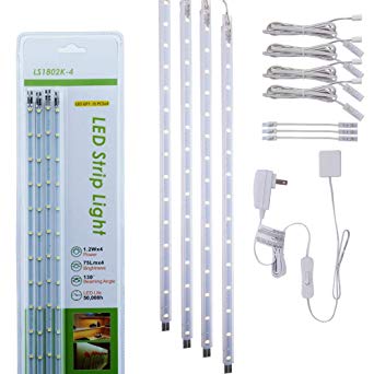 Set of 4 LED Light Bar Kit for Display Cabinet -White