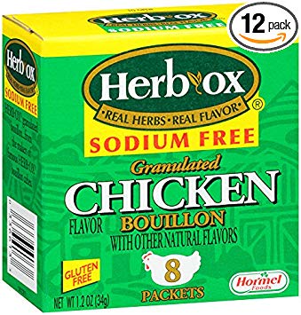 Herb-Ox Chicken Instant Broth & Seasoning, Sodium Free, 8-Count Packets (Pack of 12)