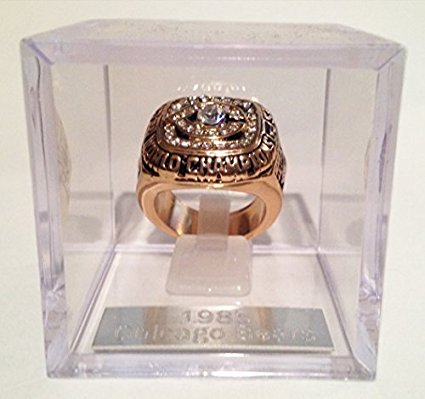 Chicago Bears Walter Payton 1985 Super Bowl Ring Replica in Display Cube w/ Engraved Plaque - Cool Rare Chicago Bears Football Memorabilia - Shipped from USA