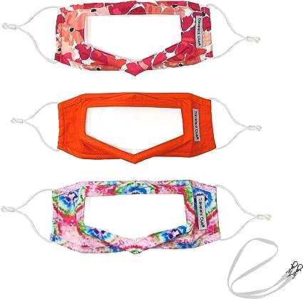 Travelers Club 3 Piece Clear Window Face Mask and Lanyard Set