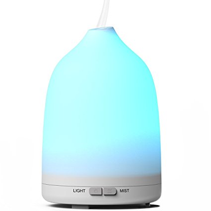 Essential Oil Diffuser,Holan 120ml Aromatherapy Ultrasonic Aroma Diffuser Cool Mist Humidifier [Auto Shut Off] [Silent Operation] [7 Colors LED Option] [Mist Modes/Continuous /30s Intervals] [Tap Water] [Enough Steam] with 5.7ft Cord, Light & Portable [simple to use / unscrew lid] as Air Freshener for Bedroom, Nursery,Yoga,Office