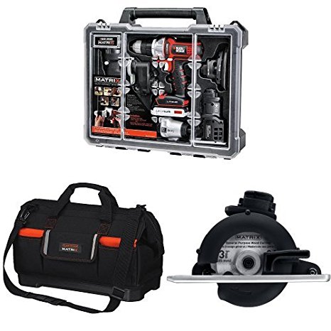 Black & Decker BDCDMT1206KITC Matrix 6 Tool Combo Kit with BDCMTSB Matrix Wide-Mouth Storage Bag and BDCMTTS Matrix Trim Saw Attachment