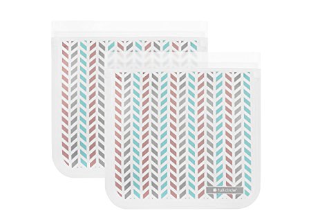 Full Circle ZipTuck 2 Sandwich Size Reusable Bags, Chevron