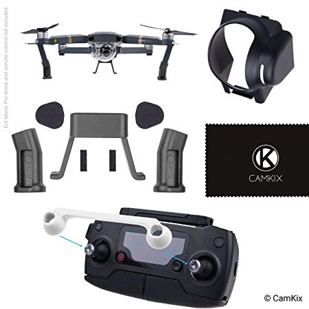 Sun Hood, Remote Control Lock and Landing Gear Kit for DJI Mavic Pro - Sun Shield Blocks Excess Sunlight - Leg Extensions Give More Ground Clearance - RC Protector Locks the Position of Both Joysticks