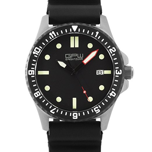 GPW Military Date Red Minute Hand Luminous Titanium Automatic Sapphire Crystal Watch