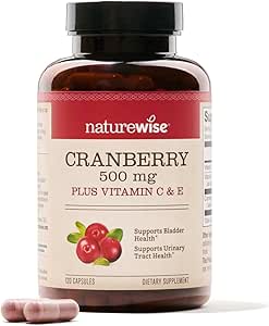 Naturewise Cranberry Extract Pills - 12,500mg* Cranberries with Vitamin C & Vitamin E - Urinary Tract Health, Bladder Health, Immune Support - Vegan, Non-GMO, Sugar-Free - 120 Capsules[2-Month Supply]