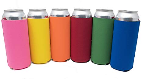 TahoeBay 16oz Can Sleeves - Multi Color Neoprene Beer Coolies - Blank Tall Energy Drink Coolers - Compatible with 16oz Rockstar, Monster (Multicolor, 6)