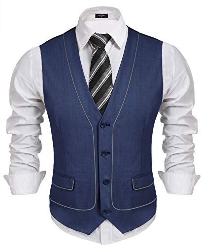 COOFANDY Men's Business Suit Vest Casual Layered Slim Fit Wedding Vests Skinny Dress Waistcoat