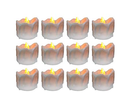 frestree Flameless Candles Tea Lights, Flickering Votive Candles Battery Operated with Timer, Led Candles Bulk(Yellow 12 Pack)