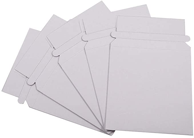 Maxtek 100 Stay Flat CD/DVD White Cardboard Mailers,5 1/4 x 5 1/4 inch, Self Seal Adhesive with Flap