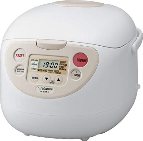 Zojirushi NS-WAC18 Micom Fuzzy-Logic (Uncooked) 10-Cup Rice Cooker and Warmer, 1.8-Liters