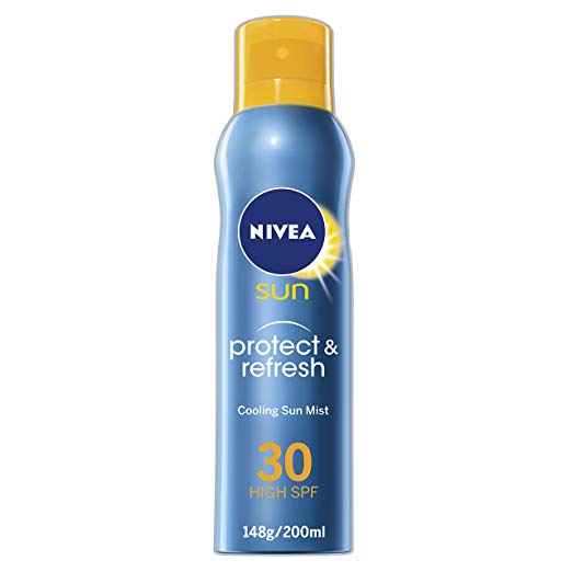 NIVEA SUN Protect & Refresh Invisible Cooling Sun Spray SPF30 (200ml), Refreshing Suncream with SPF30, Advanced Sunscreen Protection, Transparent No White Marks