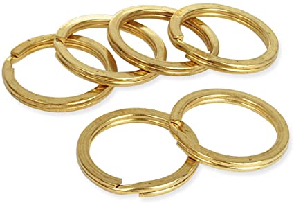12 Pieces Wholesale Solid Brass Flat Split Key Ring Chain Hook Hardware (25mm)