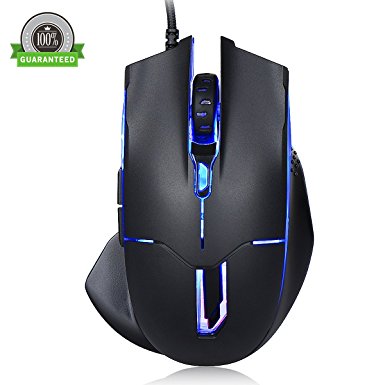 Amoner Professional LED Optical USB Wired Gaming Mouse 6 Buttons with 2000 DPI for Pro Game Notebook, PC, Laptop, Computer (Black)