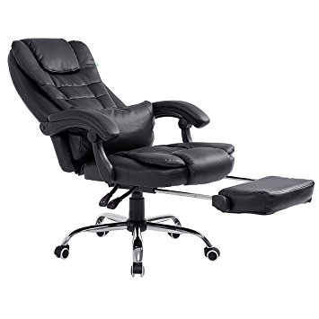 Cherry Tree Luxury Extra Padded High Back Reclining Faux Leather Relaxing Swivel Executive Chair With Footrest
