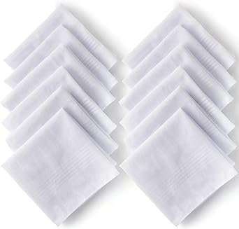 Landisun Men's Handkerchiefs Soft White Pure Cotton Hanky
