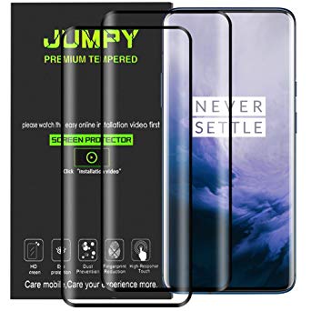 [2 Pack] JUMPY for Oneplus 7 Pro / 1 7 Pro Screen Protector, [3D Full Coverage] 9H Hardness Premium Tempered Glass with Lifetime Replacement Warranty.