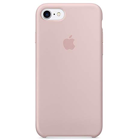 Optimal shield Soft Leather Apple Silicone Case Cover for Apple iPhone 7 (4.7inch) Boxed- Retail Packaging (Pink Sand-1)