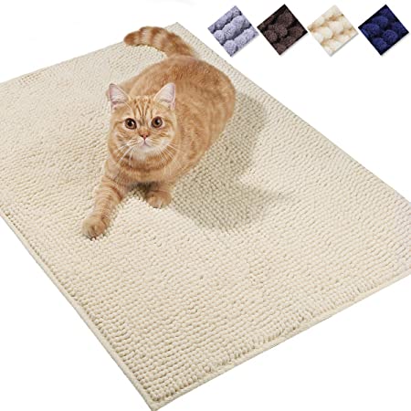 Vivaglory Cat Litter Mats, 31"× 20" or 35"× 25" Super Soft Microfiber Pet Mats for Litter Boxes with Waterproof Back, Machine Washable