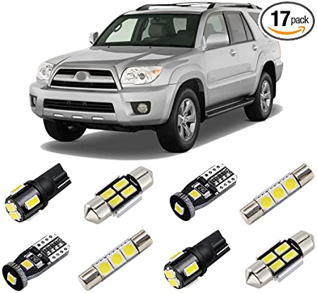 BRISHINE White LED Interior Light Kit for Toyota 4Runner 2003 2004 2005 2006 2007 2008 2009 Super Bright 6000K Interior LED Bulbs Package   License Plate Lights and Install Tool