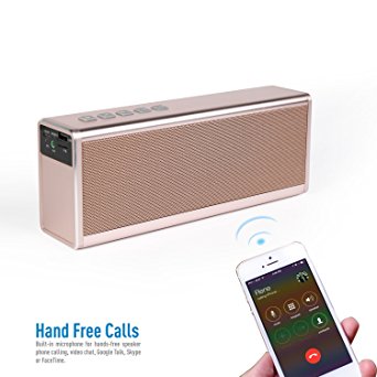 Superway Portable Wireless Bluetooth Speaker Louder Volume Superior Sound with 20W Driver Enhanced Bass and Bluetooth 4.0 Built-in Mic for iPhone, iPad, Samsung, Laptops and More(Aluminum Gold)