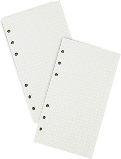 Miliko A6 Planner/Organizer Refills Set-2 Refills Per Pack, 3.7x6.75", 90 Pages/45 Sheets Per Item (Square Grid)