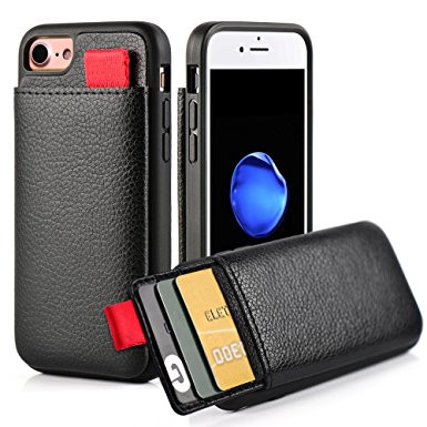 iPhone 7 Wallet Case, iPhone 7 Leather Case, LAMEEKU Protective Wallet cover shockproof Leather case with Credit Card Slot Holder, Case cover For Apple iPhone 7 (2016) Black
