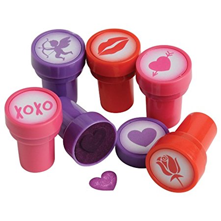 Lot Of 6 Assorted Color And Design Valentines Day Theme Mini Stampers