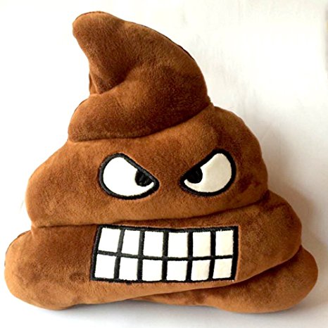 ANJAYLIA 32cm Poop Plush Pillow Cute Emoji Stuffed Cushion Soft Toy Gifts for Kids Children (Angry poop)