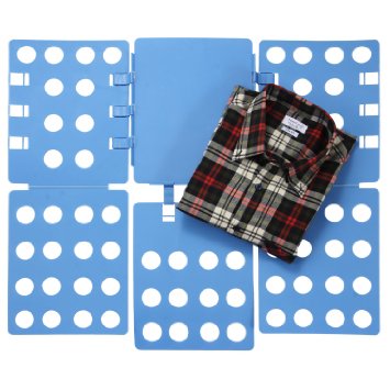 Ollieroo 3 Steps Plastic T-shirt Folder Clothes Fold Board, Thickness Adjustable Laundry Folding Board (Blue)