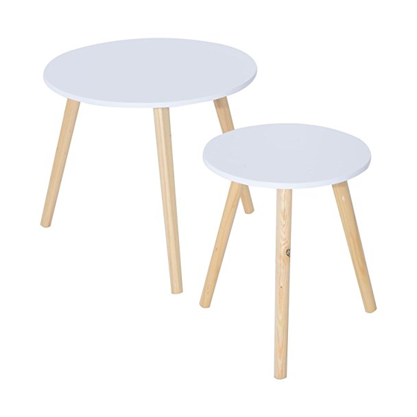 HomCom 2pc Round Accent Side Table Set