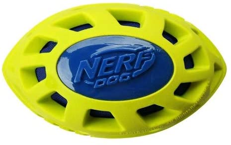 Nerf Dog 6in Foam TPR/Exo Elite Squeak Crunch Football – Blue/Green