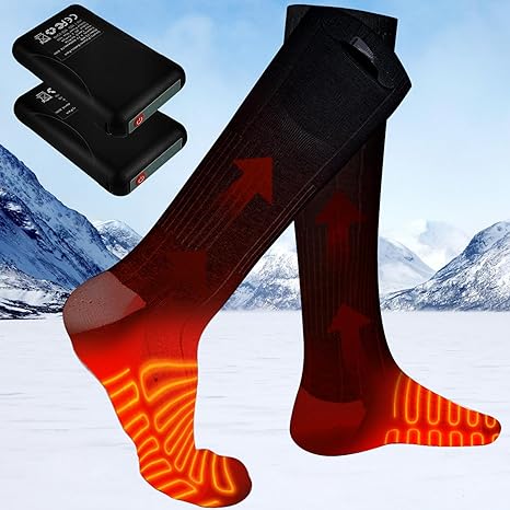 Heated Socks, 3-Speed Heating Temperature Adjustable Rechargeable Electric Foot Warmer Socks for Men and Women Camping/Skiing/Hiking/Hunting Winter Socks