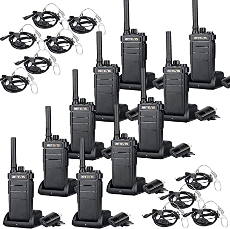 Retevis RB26 3W GMRS Two Way Radios, 2 Way Radios Walkie Talkies Long Range with Earpiece, 2000mAh Battery, Rugged, for Adults Farm Construction Warehouse(10 Pack)