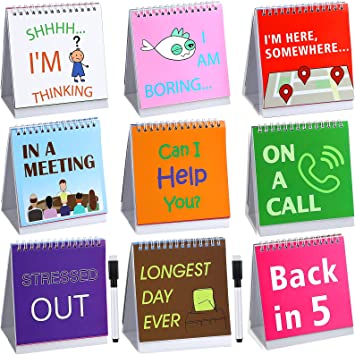 2 Pieces Funny Desk Office Signs Funny Picture 30 Different Fun and Flip-over Messages Calendar and 2 Pieces Black Pens Funny Desk Accessories for Work Business Office Gifts Desk (Expression Style)