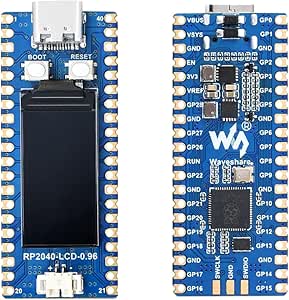 waveshare RP2040-LCD-0.96 Mini Board High-Performance Pico-Like MCU Board Based on Raspberry Pi Microcontroller RP2040,Onboard 0.96 inch LCD,USB-C Connector,Low-Cost, Support C/C  ,MicroPython