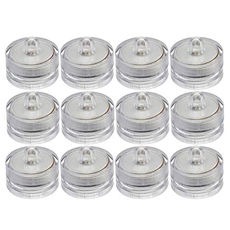 Submersible Underwater LED Lights Waterproof Tea Lights For Wedding, Party, Pond, Fountain or Home Decor By Royal Imports, 12-Pack