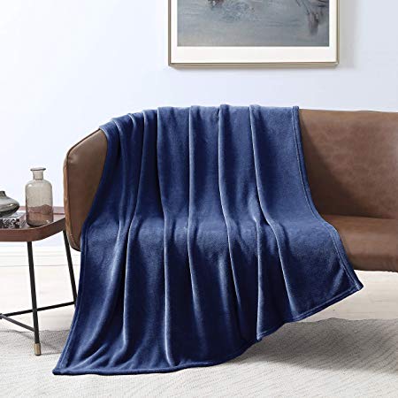 Love's cabin Flannel Fleece Blanket Twin Size Navy Blue Throw blanket for Couch, Extra Soft Double Side Fuzzy & Plush Summer Blanket, Fluffy Cozy Blanket for Adults kids Pet (Lightweight,Non Shedding)