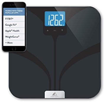 Bluetooth Smart Body Fat Scale by Weight Gurus (Certified Refurbished) Secure Connected Solution for your Data, including BMI, Body Fat, Muscle Mass, Water Weight, and Bone Mass, Large Backlit Display