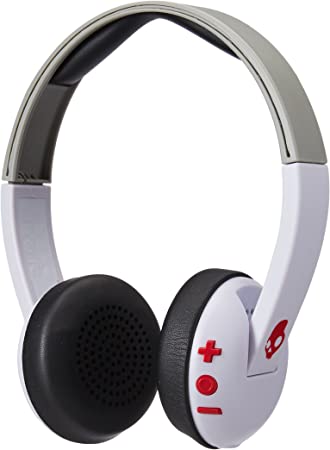 Skullcandy Uproar Bluetooth Wireless On-Ear Headphones with Built-In Microphone and Remote, 10-Hour Rechargeable Battery, Soft Synthetic Leather Ear Pillows for Comfort, White/Gray/Red