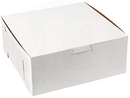 MT Products 6 inches x 6 inches x 3 inches Clay Coated Kraft Paperboard White Non-Window Lock Corner Bakery Box (15 Pieces)