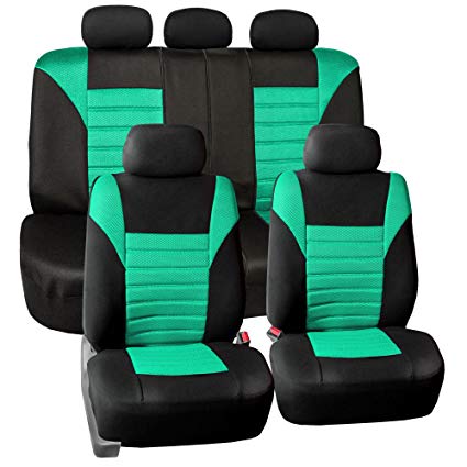 FH GROUP FH-FB068115 Premium 3D Air Mesh Seat Covers Full Set (Airbag & Split Ready), Mint / Black Color- Fit Most Car, Truck, Suv, or Van