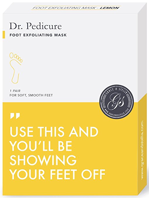 BEST Dr. Pedicure Foot Exfoliation Peeling Mask | For Smooth Baby Soft Feet, Dry Dead Skin Natural Treatment, Repair Rough Heels, Callus Remover, Soak Socks Booties, Get Gentle Feet, Lemon (2 Pairs)