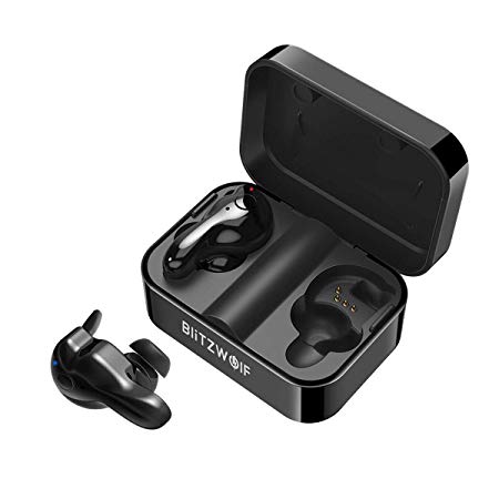 Wireless Earbuds, BlitzWolf Latest Bluetooth 5.0 True Wireless Bluetooth Earbuds 12H Playtime 3D Stereo Sound Wireless Headphones, Built-in Microphone Portable Charging Case