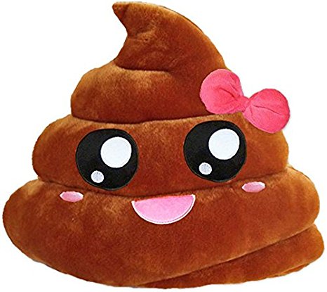 Emoji Words Fluffy Pillow Round 12" inch Soft Toy - USA SELLER FAST SHIPPING! (Poo Girl)