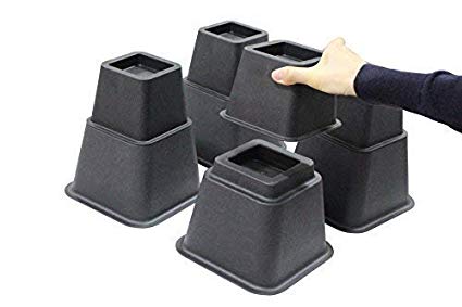 Bed Risers 8 inch Heavy Duty, 3 Height Option Furniture Risers, Bed Riser and Bed Lifts, Black, Set of 4