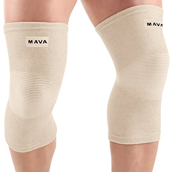 Mava Sports Knee Support Sleeves (Pair) for Joint Pain & Arthritis Relief, Improved Circulation Compression – Effective Support for Running, Jogging,Workout, Walking & Recovery