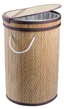 Dwellbees Clein Collapsible Bamboo Laundry Hamper Bag Sorter Basket NaturalDark Brown