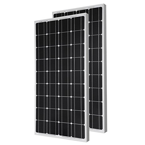 HQST 2 Pieces of 100 Watt 12 Volt Monocrystalline Solar Panel